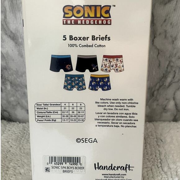 SONIC The Hedgehog Boys Boxer Briefs 5 Pack - Size 4 - Picture 2 of 2